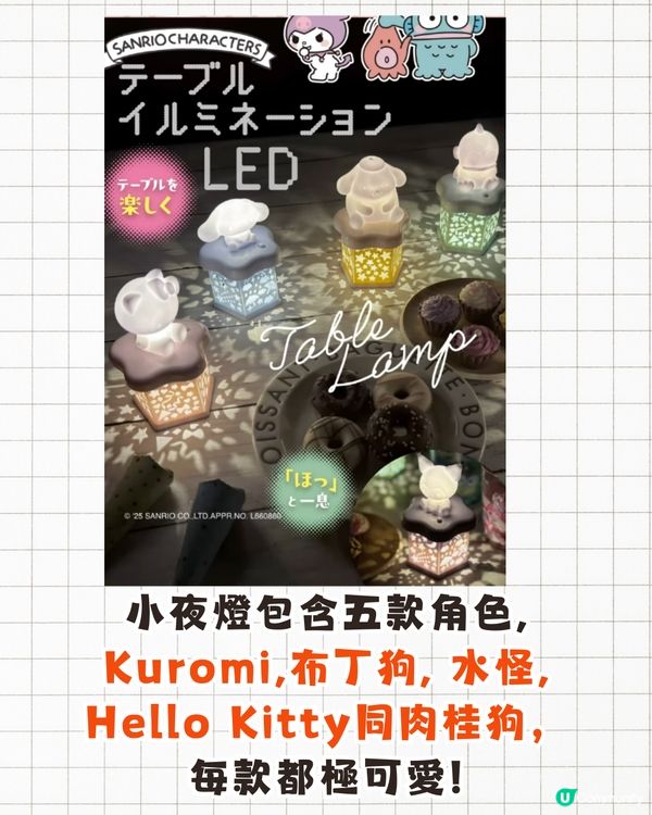 日本Daiso推出爆紅Sanrio小夜燈💡6款人氣角色/只需$29😍粉絲瘋搶❗