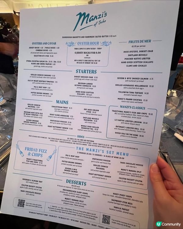 『英國』倫敦海鮮餐廳｜Manzi’s