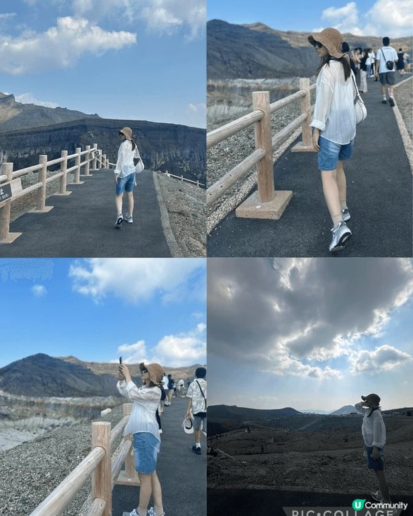 阿蘇火山天氣風景一流, 係一個必到景點, 山上草原有好多野🐴...