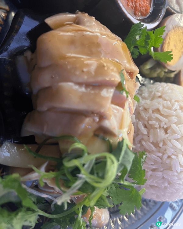 新加坡海南雞飯，嫩滑雞肉配香噴噴飯，口感一流！豬手飯啖啖膠質...