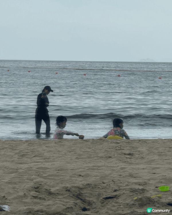 大嶼山貝澳沙灘，掘蜆，同囡囡係沙灘游水玩耍，仲見到水牛一家大...