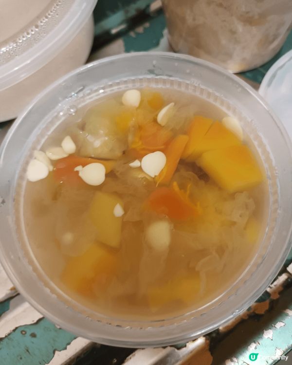 唐之包點的連子木瓜百合糖水19元木瓜和百合的天然甜味，搭配連...