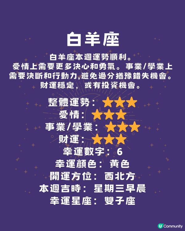 12星座本週運程(26/5-1/6)🌟