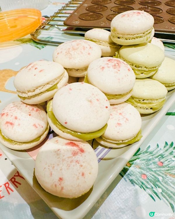 🍵😛綠茶草莓粉馬卡龍😛🍵homemade ppl