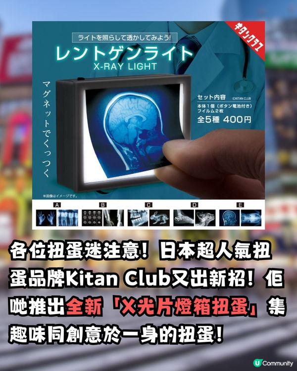 日本最新！爆紅X光扭蛋！迷你X光片燈箱超神奇/全套5款必收藏！