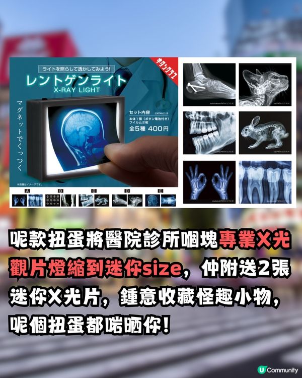 日本最新！爆紅X光扭蛋！迷你X光片燈箱超神奇/全套5款必收藏！