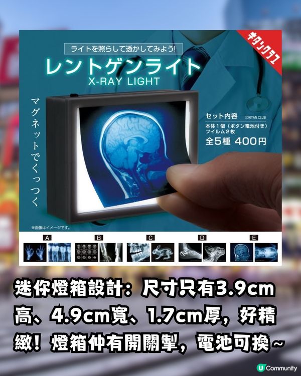 日本最新！爆紅X光扭蛋！迷你X光片燈箱超神奇/全套5款必收藏！