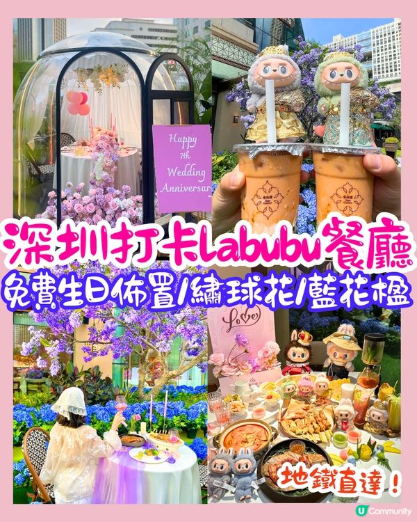 去深圳Labubu餐廳打卡！免費生日佈置 / 繡球花藍花楹裝飾🤤4大打卡位‼️地鐵直達