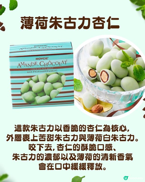 北海道ROYCE'推出2款夏季限定「薄荷朱古力」  生朱古力/香脆杏仁口感 即日起10間店舖發售