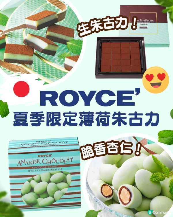 北海道ROYCE'推出2款夏季限定「薄荷朱古力」  生朱古力/香脆杏仁口感 即日起10間店舖發售