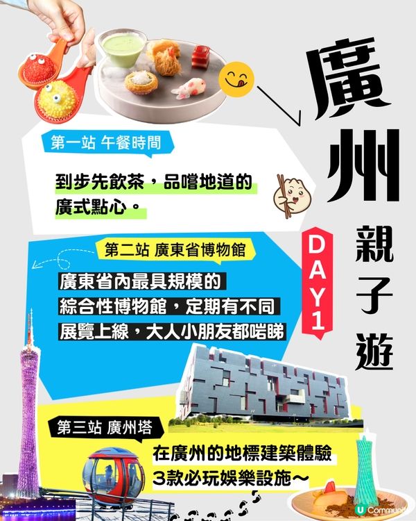 廣州親子兩日一夜打卡路線📍日落犘天輪/360度觀景台/恐龍博物館/著名美食街！附酒店推介～