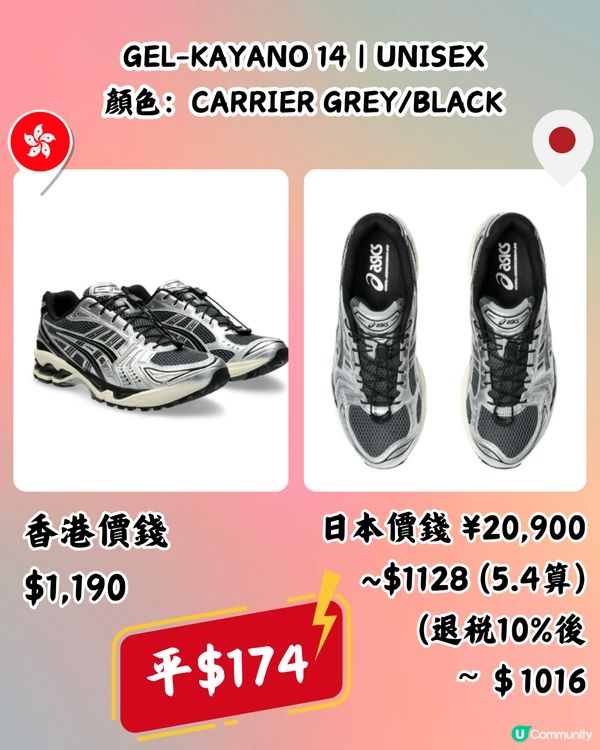 日本買ASICS運動鞋低至近半價‼️超抵🔥即睇10款港日價錢對比