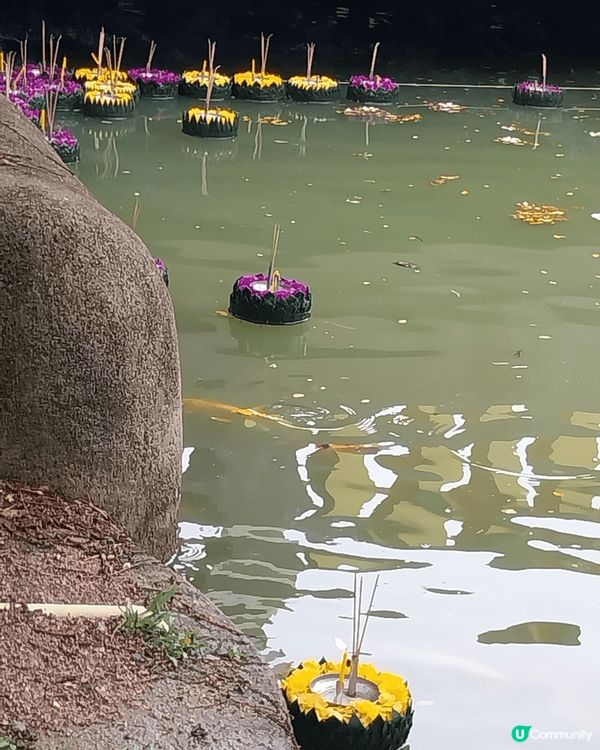 爽泰渡假村莊-泰國撥水節中的水燈節放水燈，祝願，心願成真。