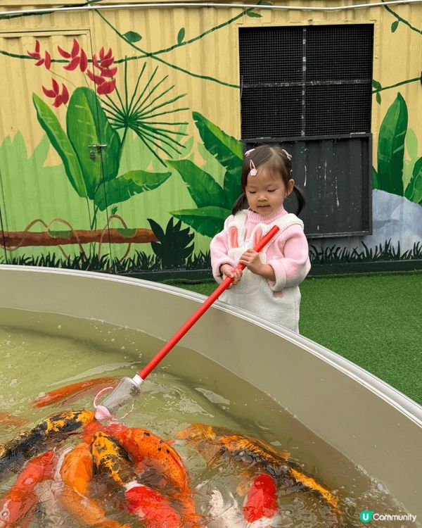 小朋友對動物好有興趣，充滿好奇心