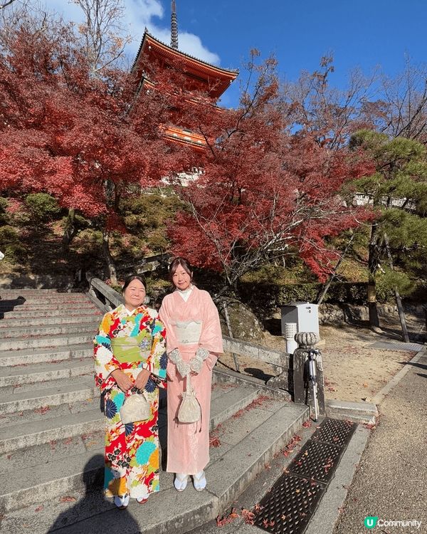 和媽媽一起去京都清水寺旅行，感受古老寺廟的寧靜與美麗，欣賞紅...