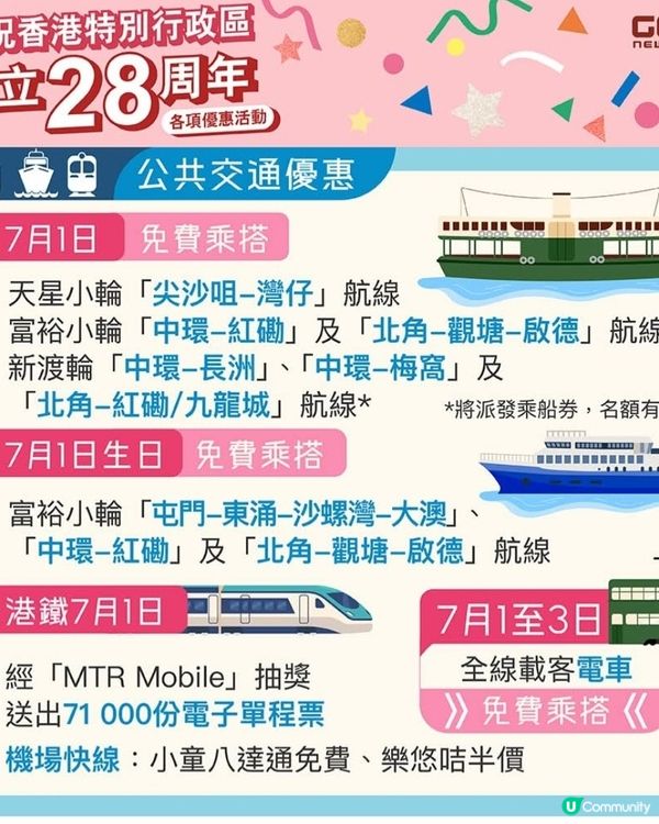 慶祝回歸一連串優惠