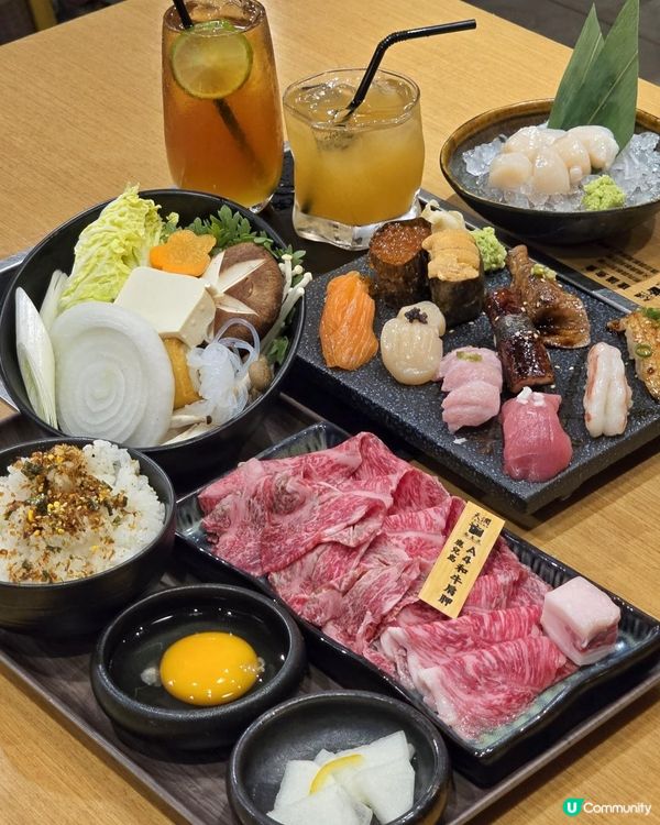 A4和牛壽喜燒+Omakase壽司同時嘆