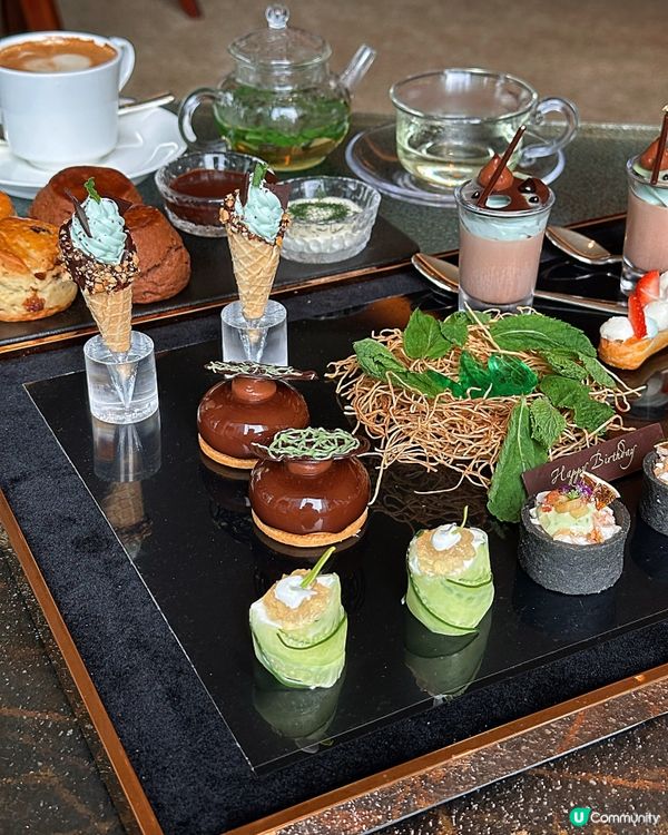 港麗酒店薄荷朱古力🩵🌿主題 Afternoon Tea