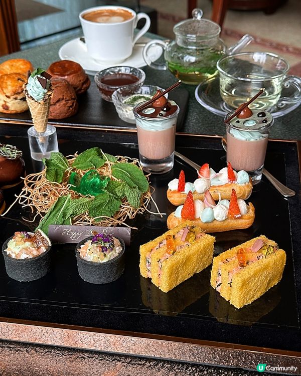 港麗酒店薄荷朱古力🩵🌿主題 Afternoon Tea