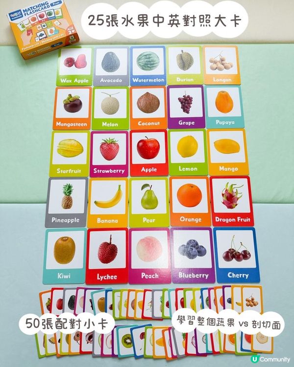 真實生果中英配對卡