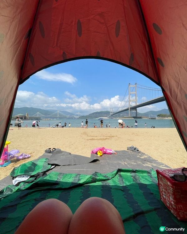 馬灣夏日🌊！沙灘吹風踢水曬太陽☀️！