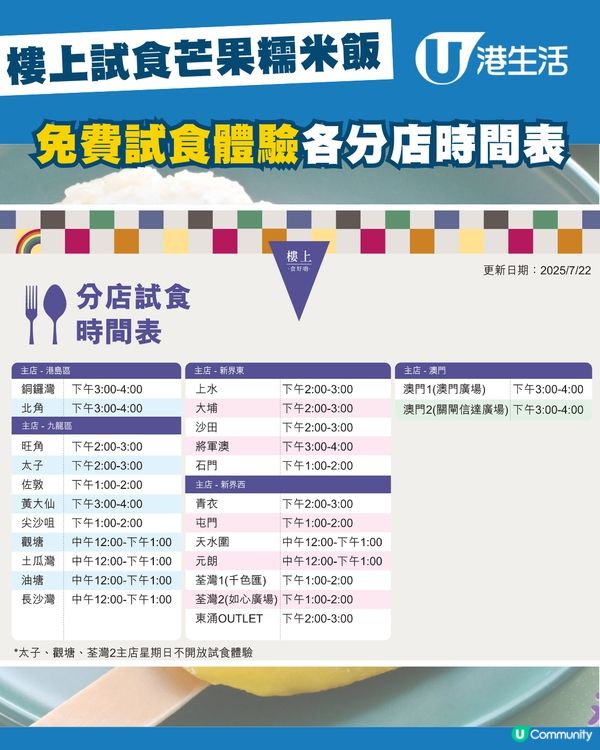 樓上免費試食芒果糯米飯！