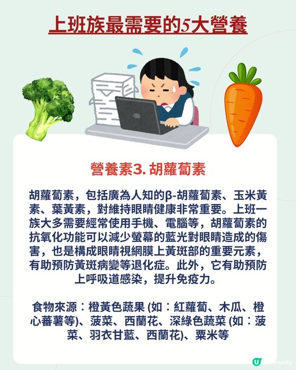 上班族最需要的5大營養🌟改善疲勞／注意力不集中問題 附食譜推介