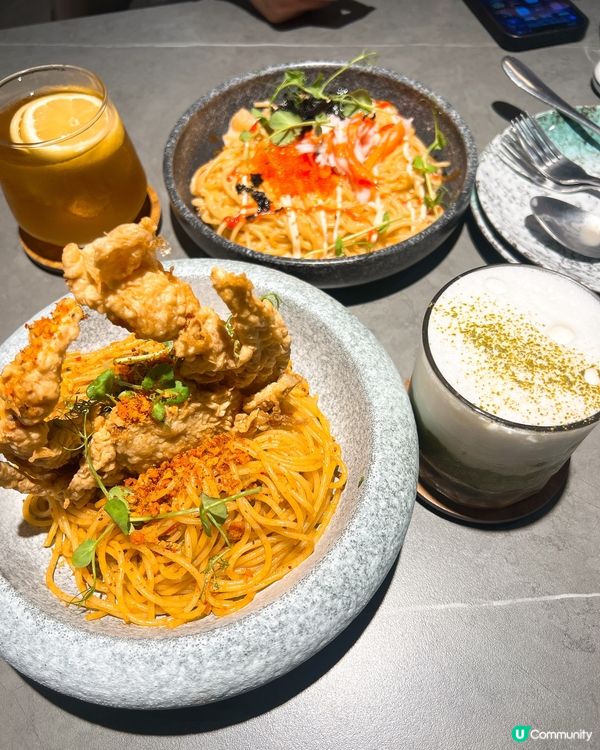 銅鑼灣Unnie巨蟹蒜香蜆意粉×平日蛋糕放題😍😍意粉超好食！