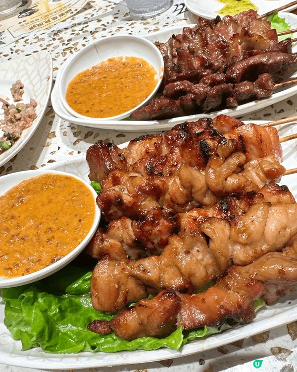荃灣金坊泰國美食串燒非常推介，有豬、雞、牛可供選擇。