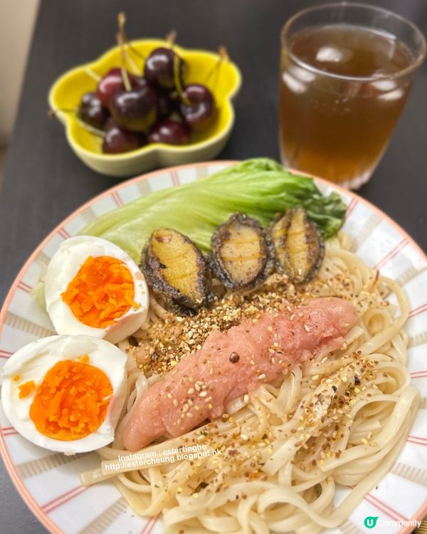 簡單易做 💕 明太子鮑魚撈烏冬