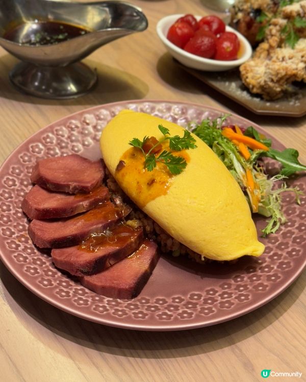 夕暮夜煙燻牛舌蛋包飯🤤！夏日祭典開餐！