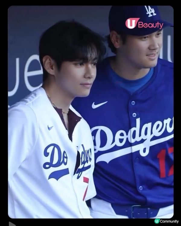 BTS V現身洛杉磯擔任開球嘉賓 與大谷翔平世紀同框