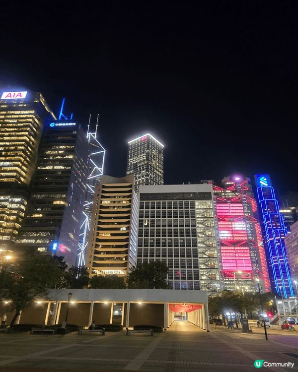 中環嘅夜景配合維港景致，美不勝收，熱鬧得嚟又好寂靜。