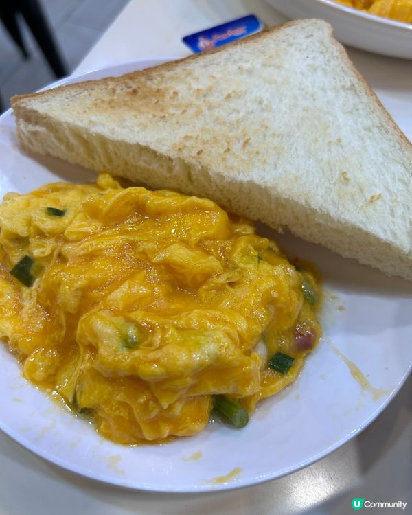 鮮粟米忌廉湯通粉 蔥花炒蛋厚多士