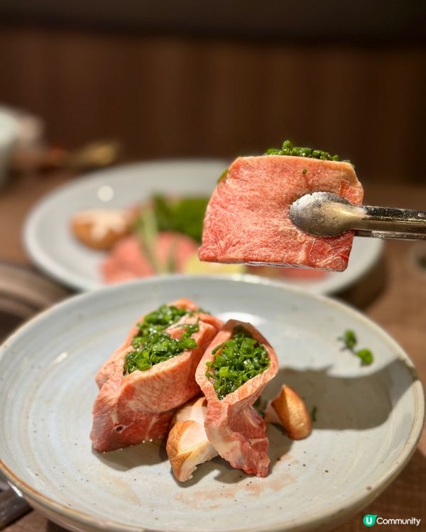 旺角高質人氣燒肉店 蔥燒厚切牛舌+日本和牛肩