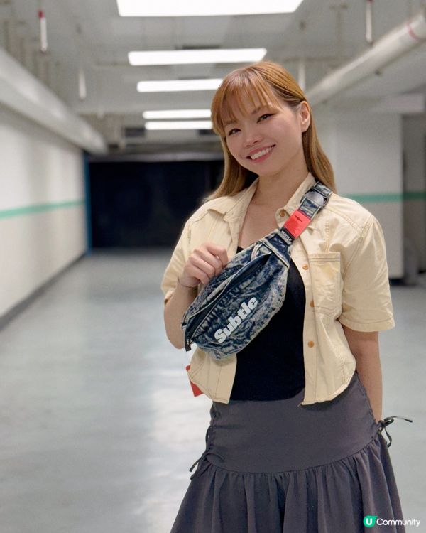 輕便型格牛仔布斜孭袋