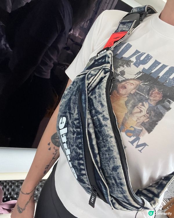 輕便型格牛仔布斜孭袋