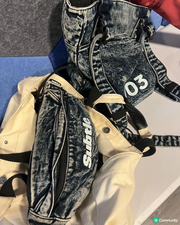 輕便型格牛仔布斜孭袋