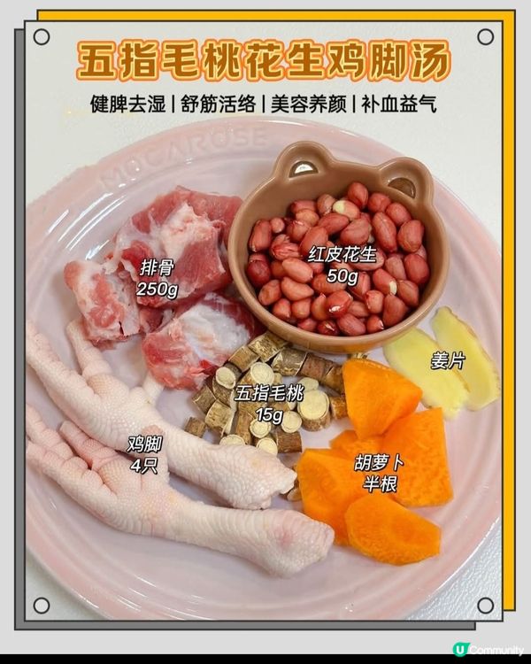 五指毛桃花生鸡脚汤