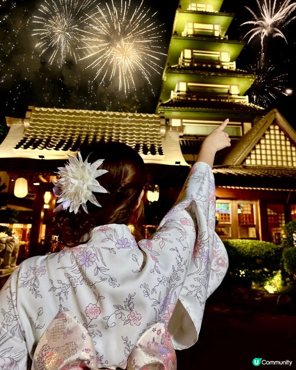 御温泉夜景太犯規😱！煙花＋塔樓＋和服＝IG爆like打卡位🔥