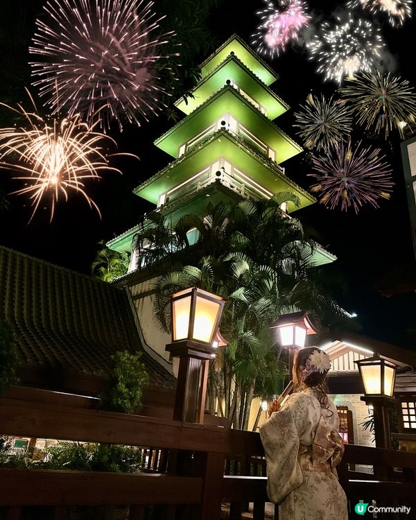 御温泉夜景太犯規😱！煙花＋塔樓＋和服＝IG爆like打卡位🔥