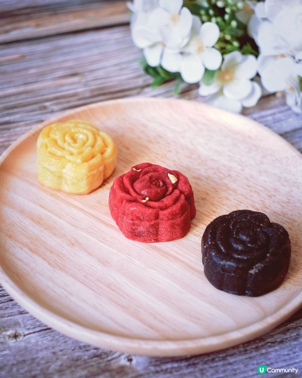 三色玫瑰麻糬月餅🌹！顏值爆燈🤤！