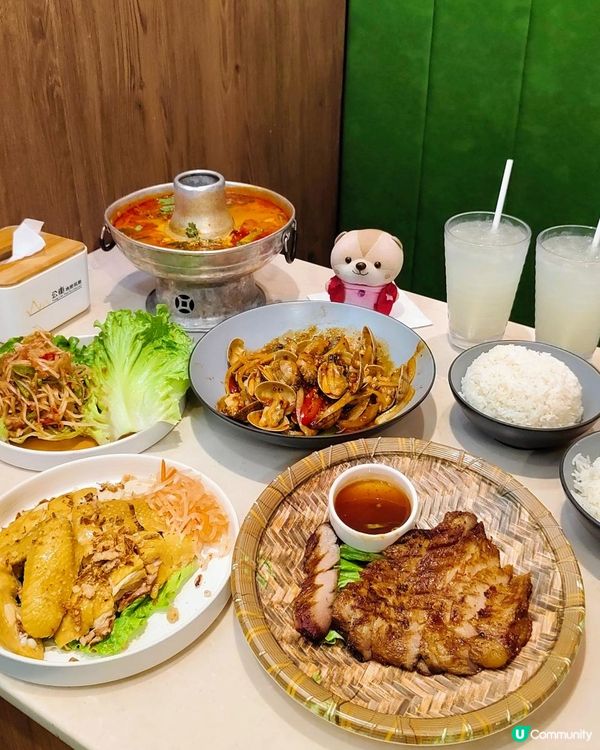 元朗抵吃泰菜2人餐，加$1有半隻海南雞！