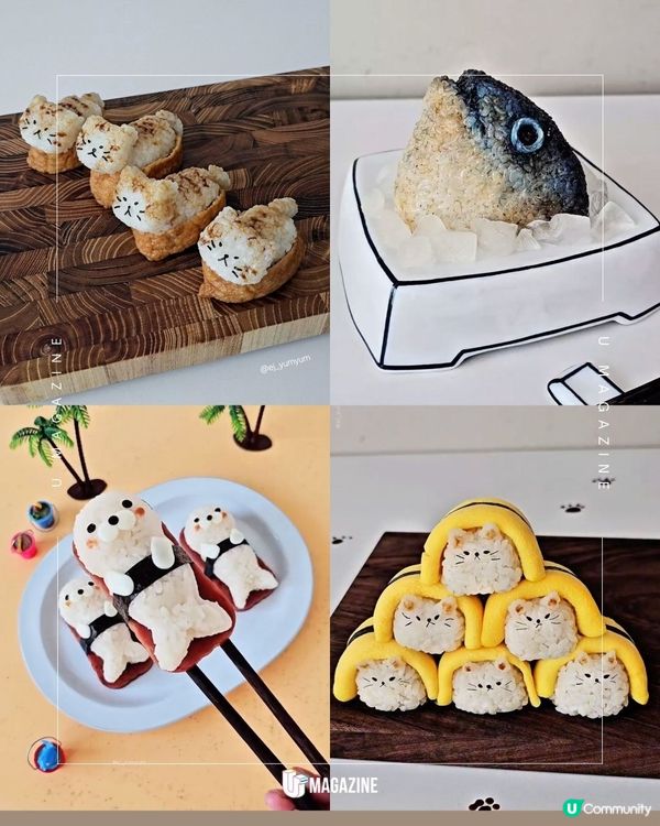 飯糰達人把米飯變活魚？！海豹躺在午餐肉上的創意料理！