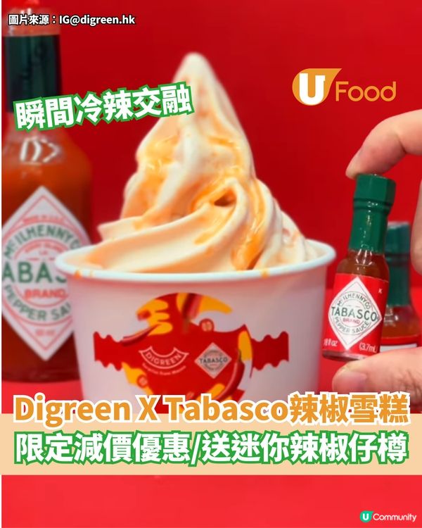 Digreen新出Tabasco辣椒牛乳雪糕  限定減價優惠/送經典辣椒仔樽