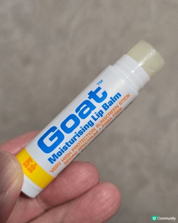 山羊保濕潤润唇膏SPF50+，是一款高防護防曬潤唇膏，含有蘆...