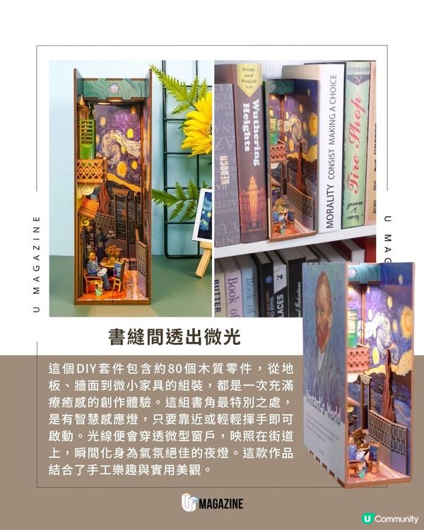 把梵高名畫放進書櫃！微型《星夜》、《向日葵》點亮書角