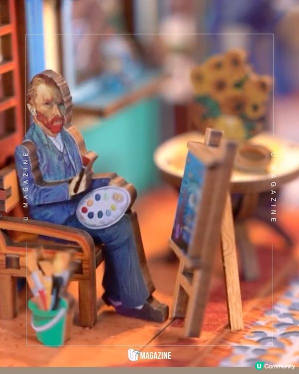 把梵高名畫放進書櫃！微型《星夜》、《向日葵》點亮書角