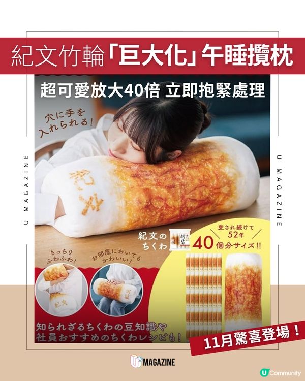 紀文竹輪「巨大化」午睡攬枕！超可愛放大40倍 立即抱緊處理