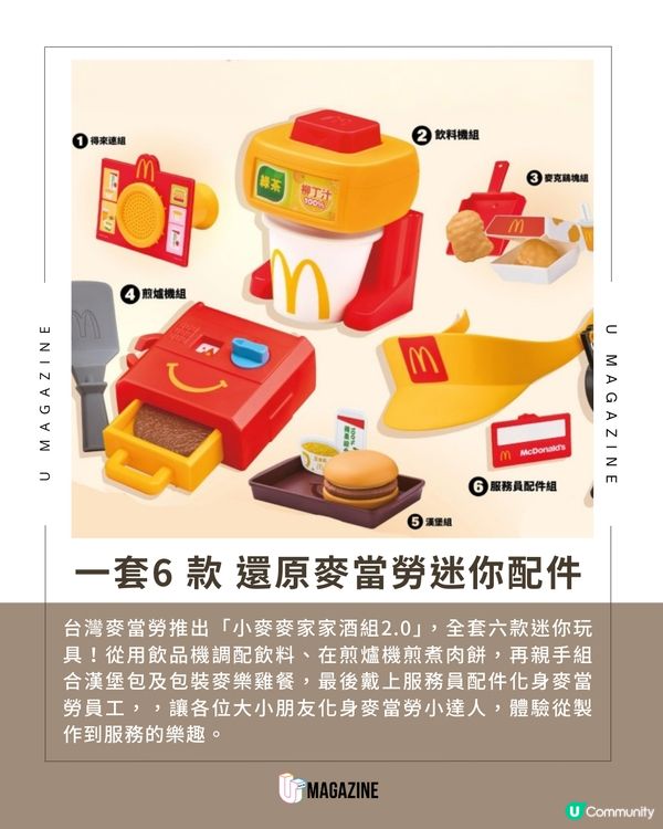 台灣麥當勞「煮飯仔」迷你玩具｜一套6款！麥樂雞/漢堡包/煎爐機